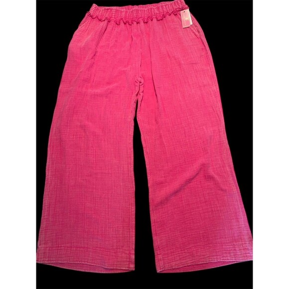 Simply Southern SZ XL  Pink Wide Leg Pants Women’s Pockets Gauzy Cool Comfort - Picture 5 of 9